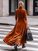 Cowl Neck Velvet Maxi Dress