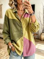 Casual Color-block Corduroy Shirt