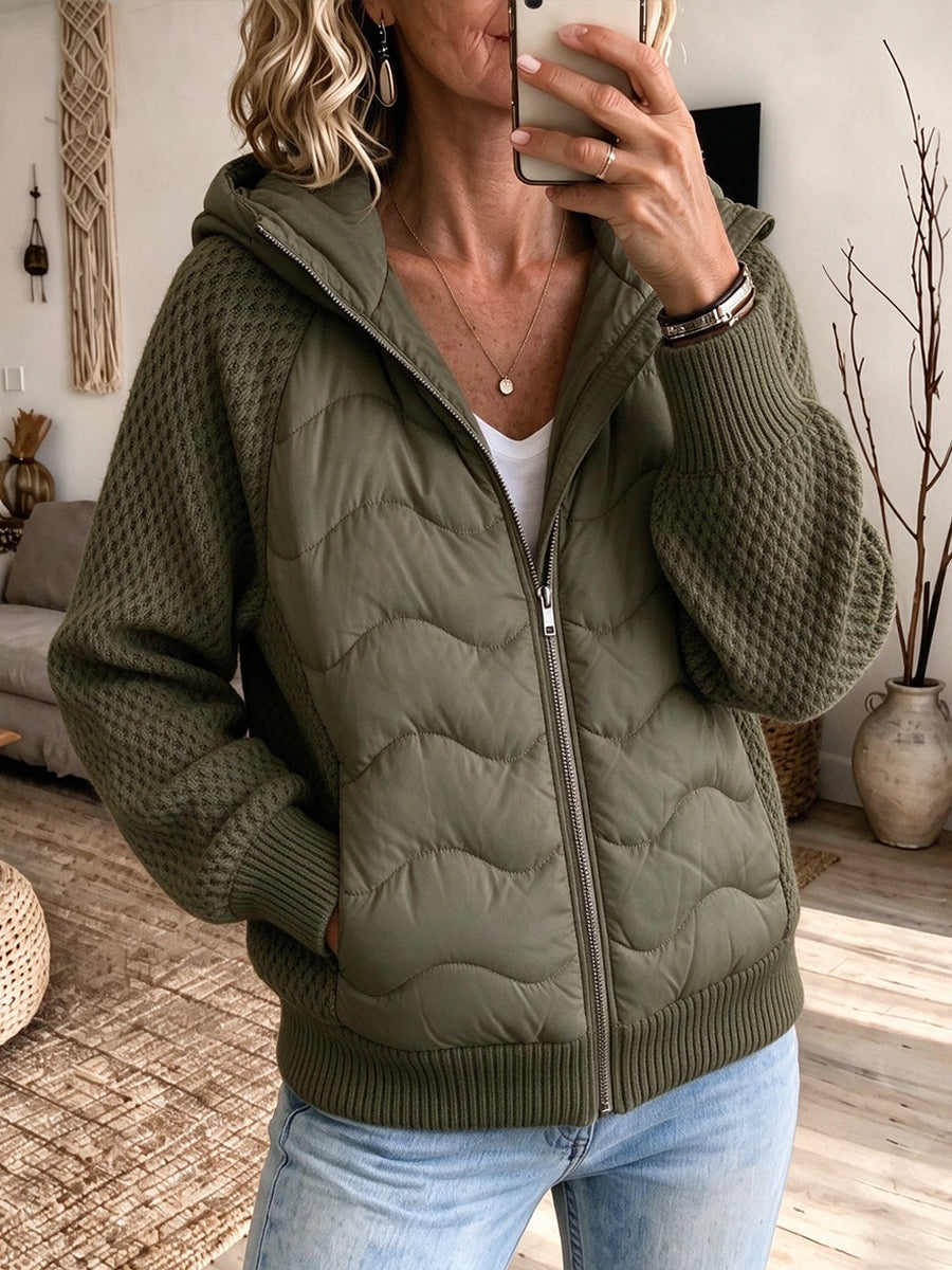 Cozy Quilted Paneled Zip-Up Hoodie