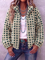 Oversized Plaid Sherpa Zip-up Jacket