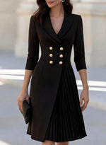 Chic Suit-style Pleated Wrap Dress