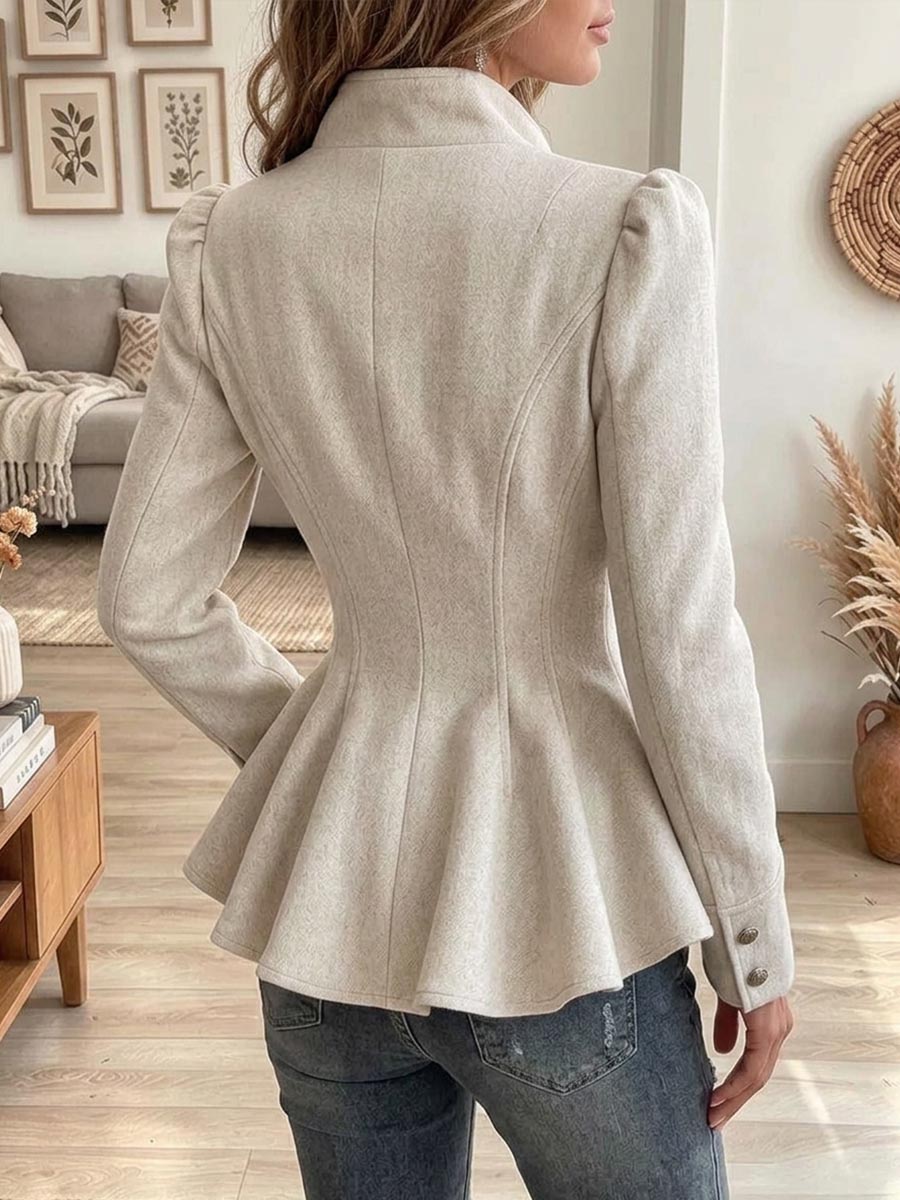 Women's Elegant Asymmetrical Button Peplum Jacket