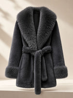 Cozy Belted Faux Fur Mid-Length Coat