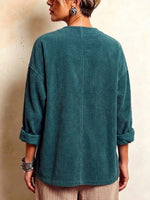 Wavy V-neck Corduroy Jacket