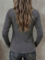 Women's Solid-color Cowl Neck Long-sleeve Slim-fit Knit Top