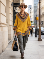 Boho Cozy Mustard Yellow Oversized Raped Cowl Knit Top