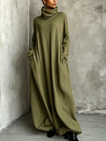 Chic Oversized Knit Turtleneck Maxi Dress