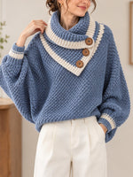 Asymmetric-collar Chunky Knit Sweater