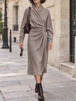Elegant Knitted Wrap Midi Skirt