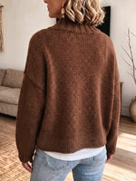 Chic Asymmetric Zip Ribbed Knit Cardigan