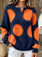 Chic Cozy Oversized Polka Dot Knit Sweater