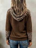 Women's Asymmetrical Zip Leopard Accent Pullover Sweater