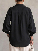 Woven Texture Lapel Long Sleeve Shirt