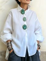 Chic Oversized Statement Green Buttons Shirt