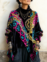Chic Bohemian Colorful Animal Print Velvet Top