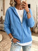 Cozy Ribbed Knit Zip-Up Hoodie