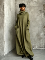 Chic Oversized Knit Turtleneck Maxi Dress