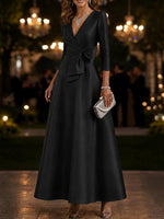 Elegant Brocade V-neck Maxi Dress