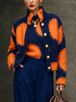 Chic Large-polka-dot Knit Cardigan