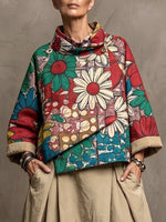 Bohemian-style Vibrant Floral Print Pure Cotton Jacket