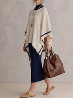 Women's Casual Loose Cape-style Dress Set (round Neck, 3/4 Sleeves) & Slim-fit Long-sleeve Dress (stand Collar)