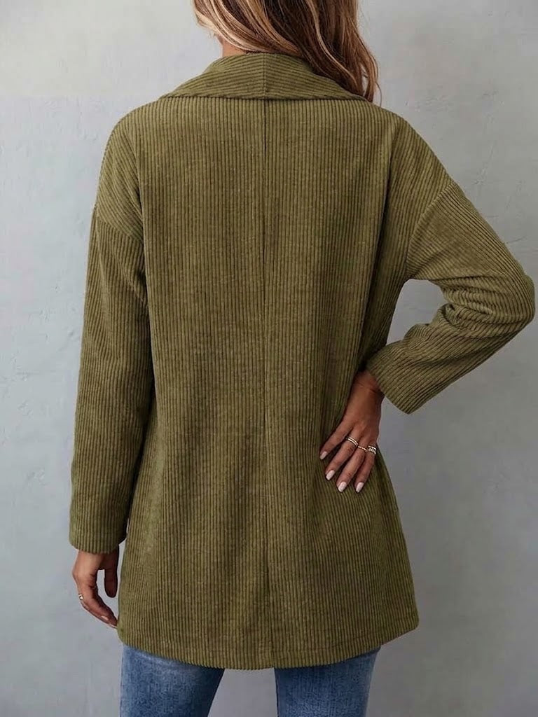 Single-button Corduroy Jacket With Oversized Lapels