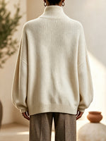Casual And Cozy Horse-patterned Turtleneck Knit Top
