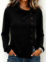 Chic Asymmetric-neck Waffle-knit Top