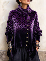 Purple Ombré Leopard-print Velvet Top