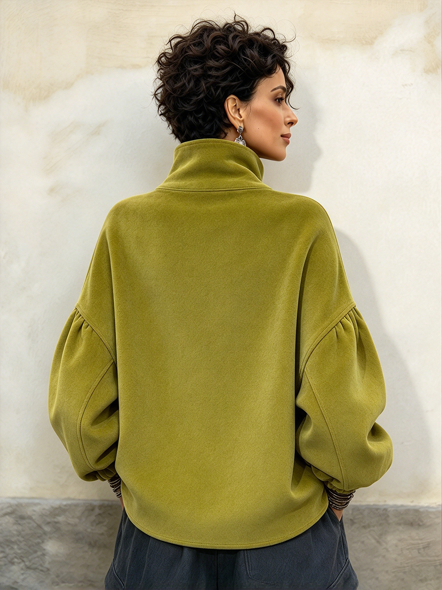 Chic Urban Casual Olive Green Statement Jacket