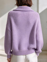 Elegant Asymmetric-neck Knit Cardigan