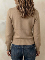 Faux Two-piece Cutout Button Long Sleeve Knit Sweater