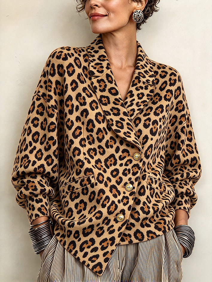 Chic Urban Leopard Print Asymmetrical Top