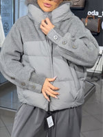 Casual-chic Hooded Down-padded Jacket With A Faux-fur Collar And Wool-blend Paneling.