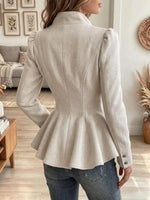 Women's Elegant Asymmetrical Button Peplum Jacket