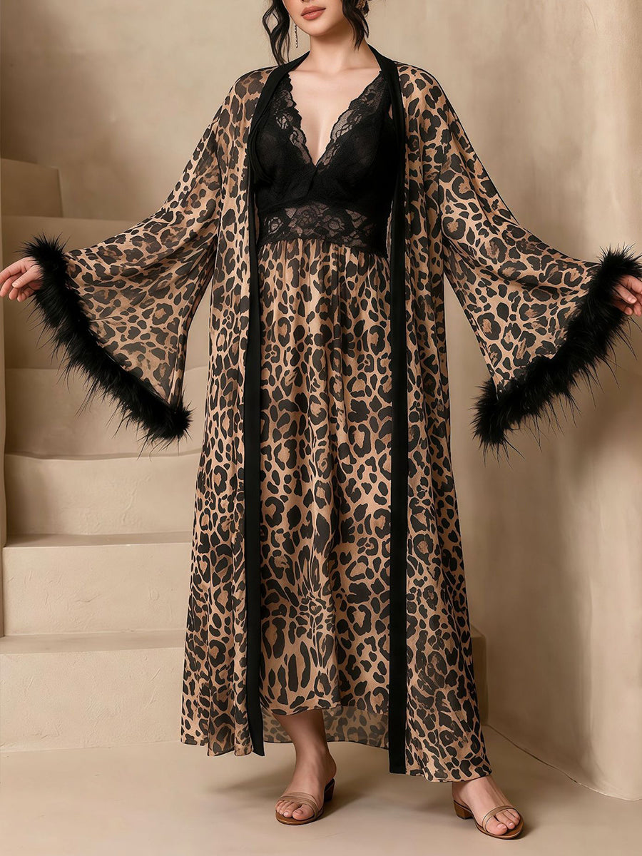 Cozy Lace-Accented Hooded Knit Two-Piece Set