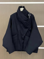 Contemporary Draped Asymmetric Puffer Jacket
