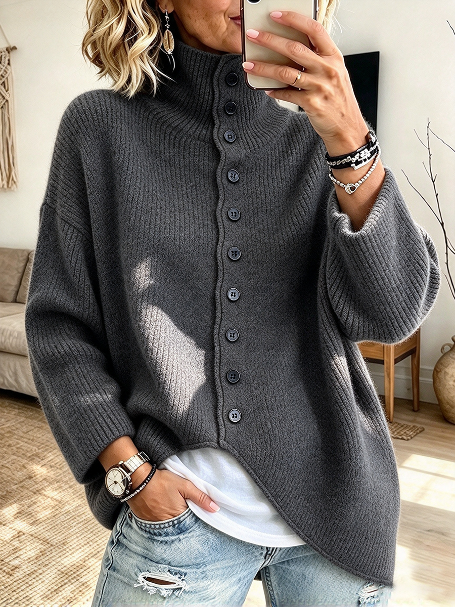 Relaxed Oversized Asymmetric Sweater.