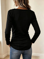 Chic O-Ring Accent Leopard Patchwork Long Sleeve Top
