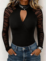 Women's Solid-color Stand-collar Long-sleeve Casual Loose Pullover Top