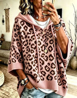 Comfortable And Casual Leopard-print Knitted Hoodie