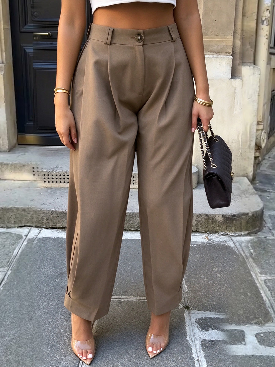 Chic Pleated Tapered Trousers
