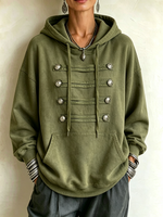 Military-chic Oversized Olive Green Hoodie