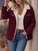 Burgundy Corduroy Jacket With Faux-shearling Lining