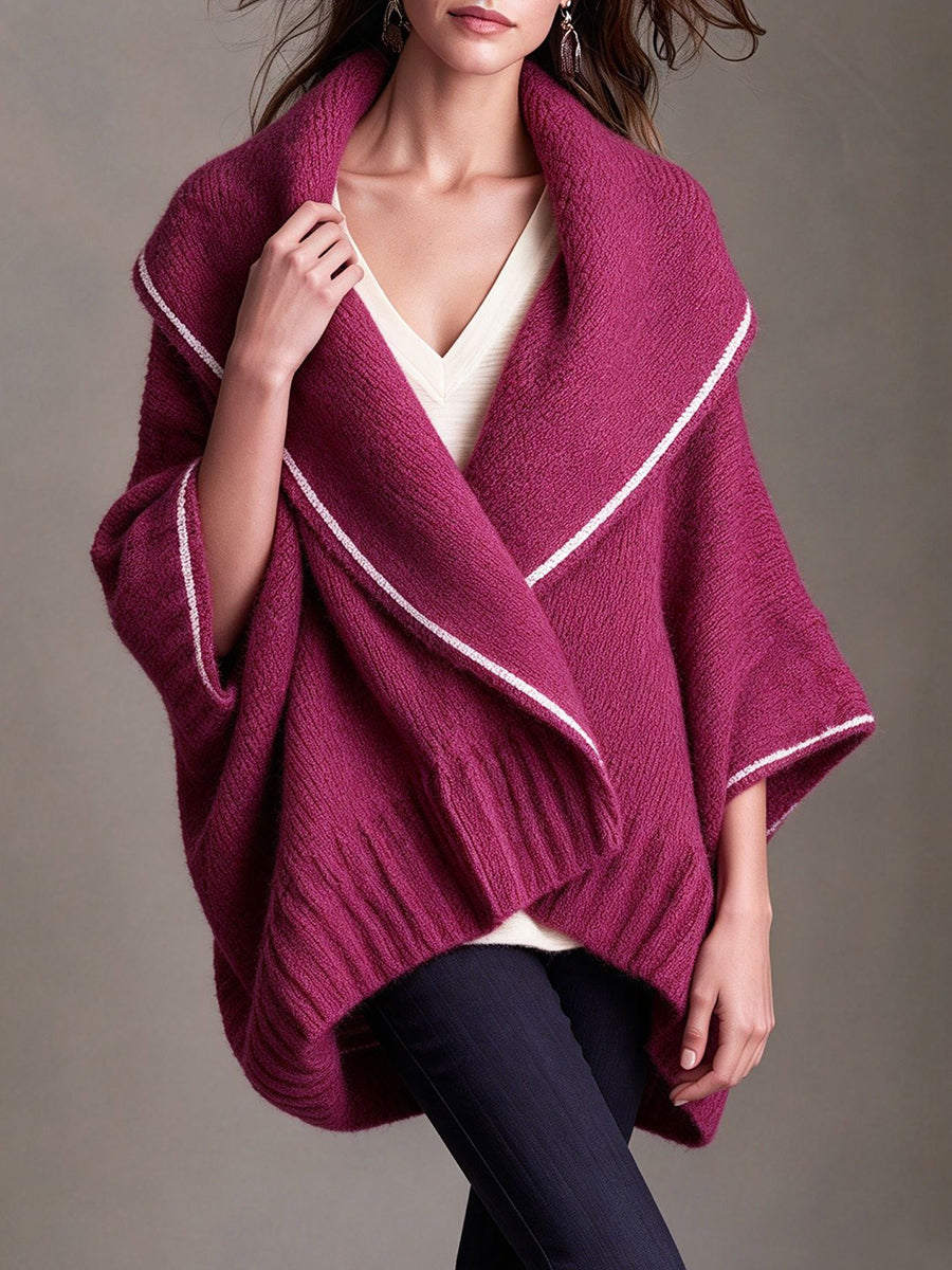Cozy Draped Shawl-Collar Knit Cardigan