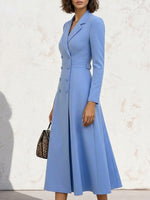 Women's Solid Color Lapel Long-sleeve Casual Loose A-line Blazer Dress
