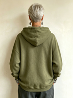Military-chic Oversized Olive Green Hoodie