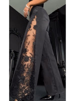 Black Lace-paneled Flared Jeans