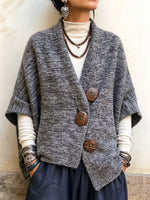 Chic Oversized Button-Front Knit Cape
