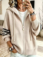 Oversized Knit Hoodie With Drawstring